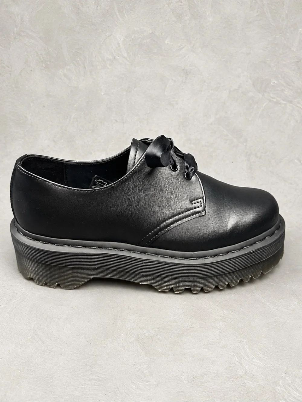 Dr Martens V 1461 Quad Mono Vegan Platform Oxford Shoes Black W7 M6 EU38